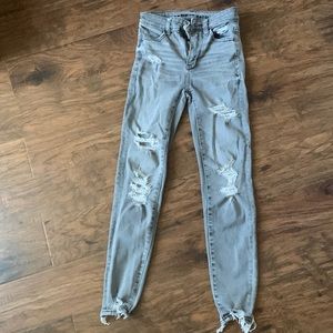 Womens American Eagle Next Level Stretch Gray Jeans Size 00